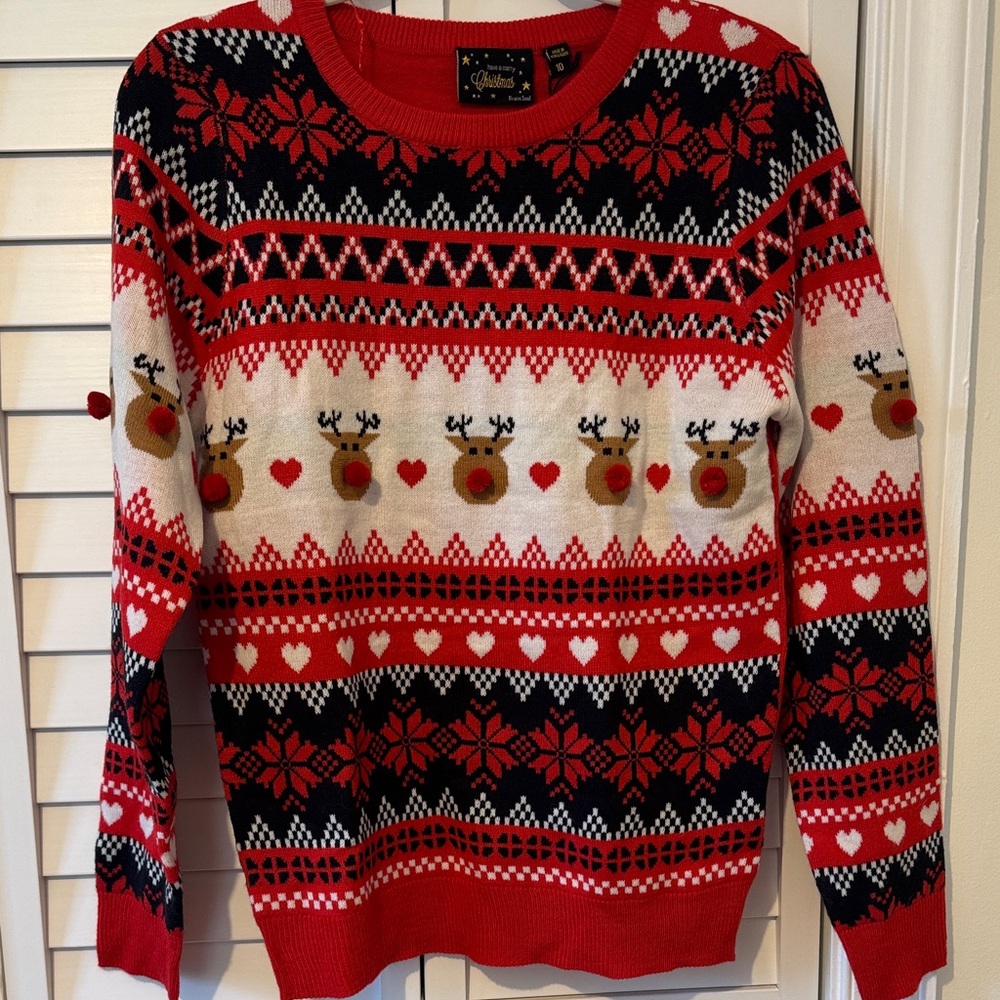 Brave Soul Red and Black Reindeer Sweater